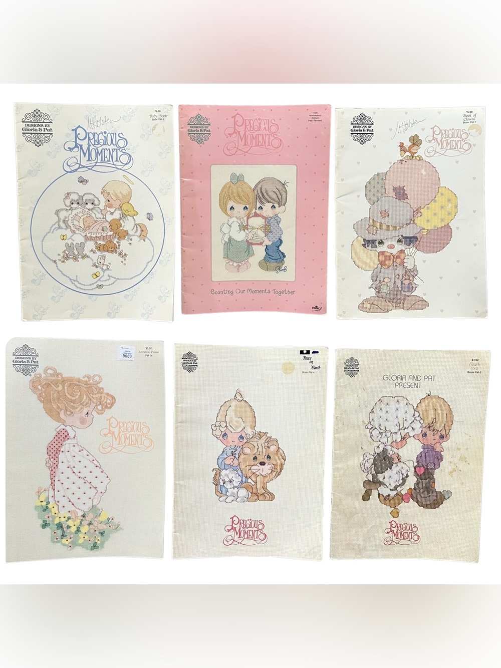 Vintage 90’s Gloria & Pat Precious Moments Cross Stitch Pattern Books Lot of 6